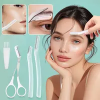 Eyebrow Trimmer Set, Curved Eyebrow Razor, Eyebrow Scissors With Comb, Convenient Easy Beauty Tools For Beginners 1