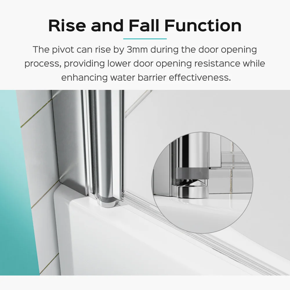 31 in. W * 55 in. H Frameless Shower Doors for Bathtub, 1/4" (6mm) Thick SGCC Tempered Glass Door, Pivot Shower Door Panel 3