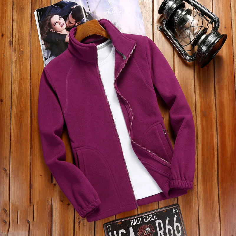 Women's Winter Zipper Cardigan - Warm Coral Fleece Jacket