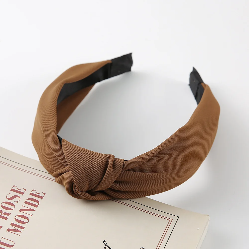 Elegant Solid Twill Knotted Headbands