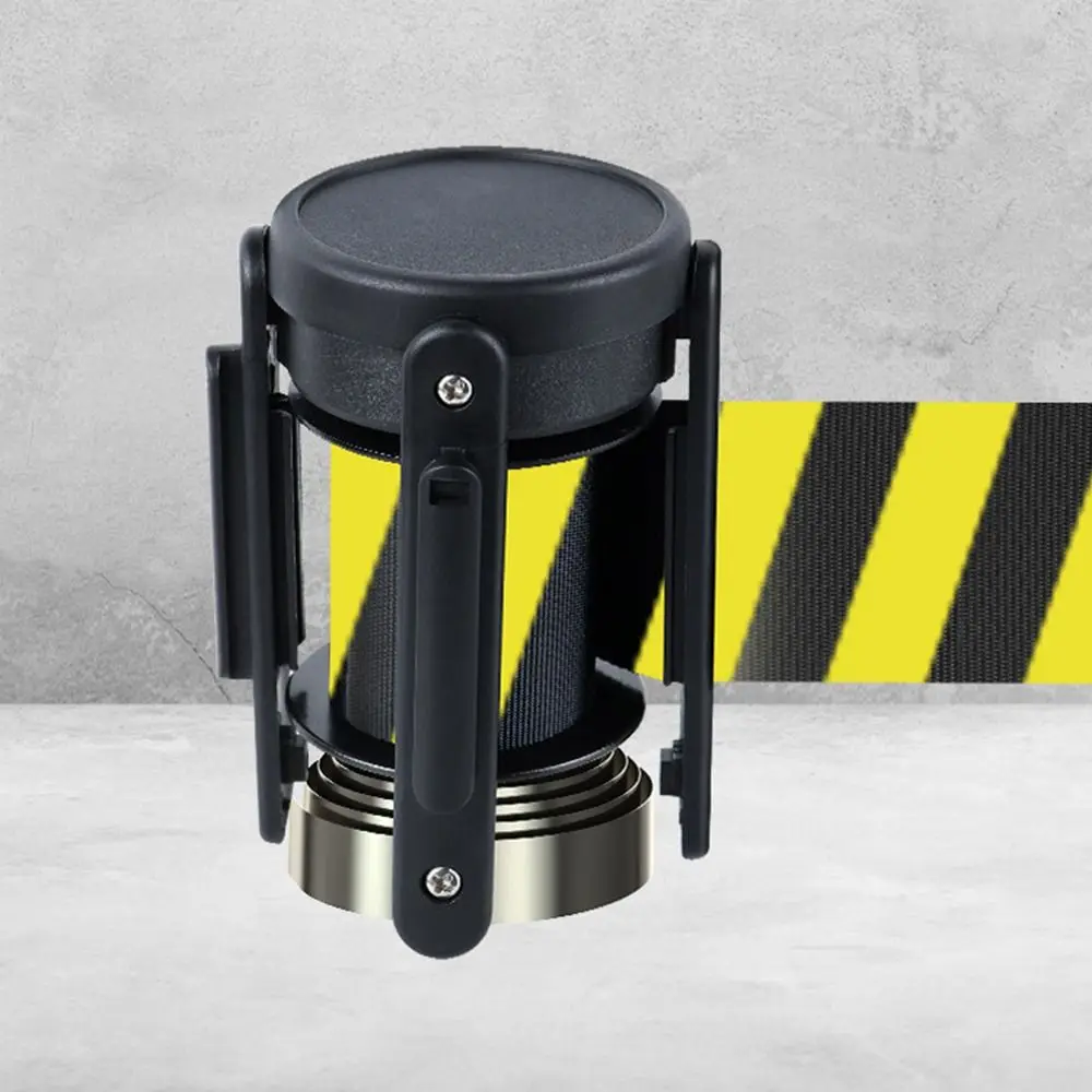 Yellow and Black Striped Retractable Wall-Mounted Safety Belt with Slow Rebound Mechanism, Easy Assembly