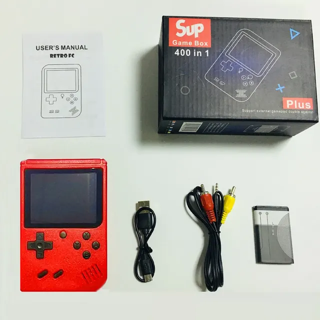 A Red Retro Classic Games Children's Handheld Small Game Console With 400 Game Charging Can Be Connected To The TV 6