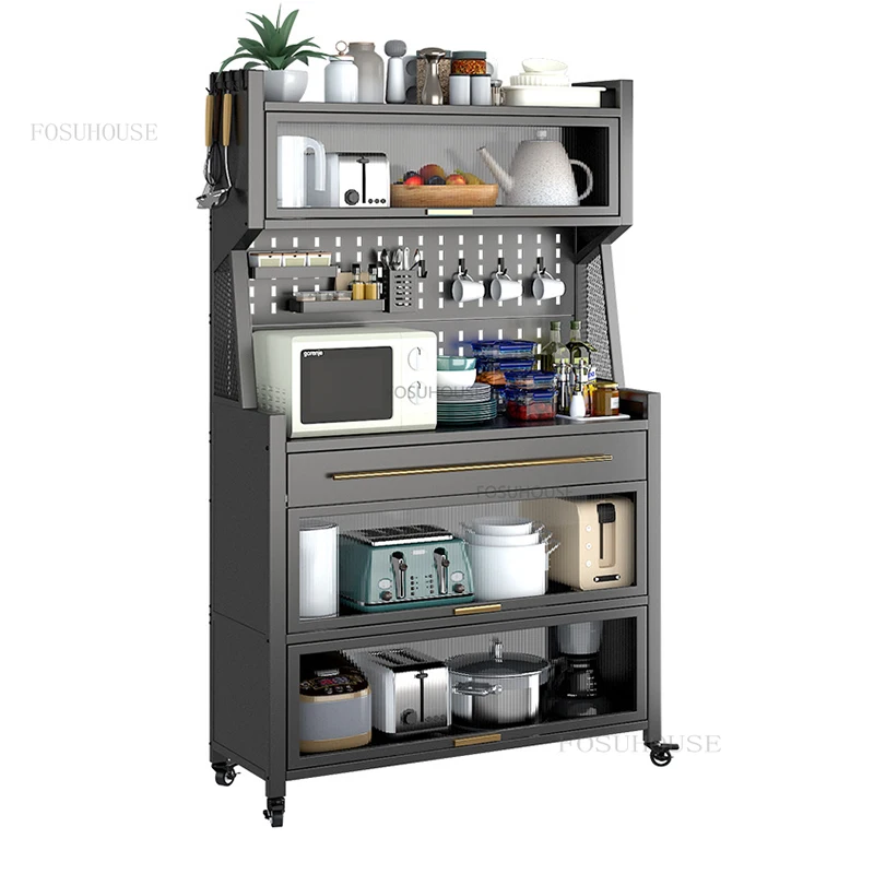 Nordic Metal Cabinet for Kitchen Furniture Sideboard Multi-layer Landing Creative Upscale Multifunction Kitchen Storage Cabinet