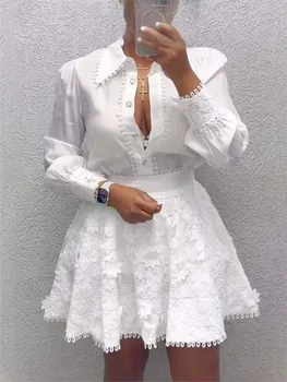 New Spring And Summer Women's Fashion Tops And Skirts Two-piece Skirt Suit Elegant Casual White Holiday Two Piece Outfits Woman 1