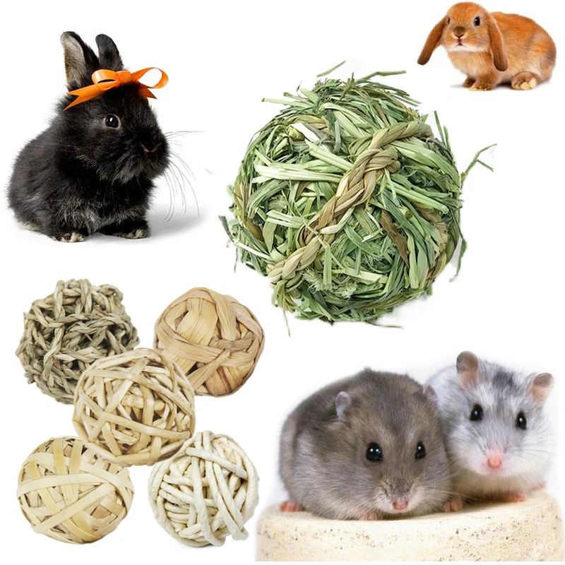 Juguete para masticar para mascotas, Bola de ratán Natural, juguetes  interactivos para Conejo, conejillo de indias, Chinchilla, juego de  animales pequeños, accesorios para mascotas - AliExpress