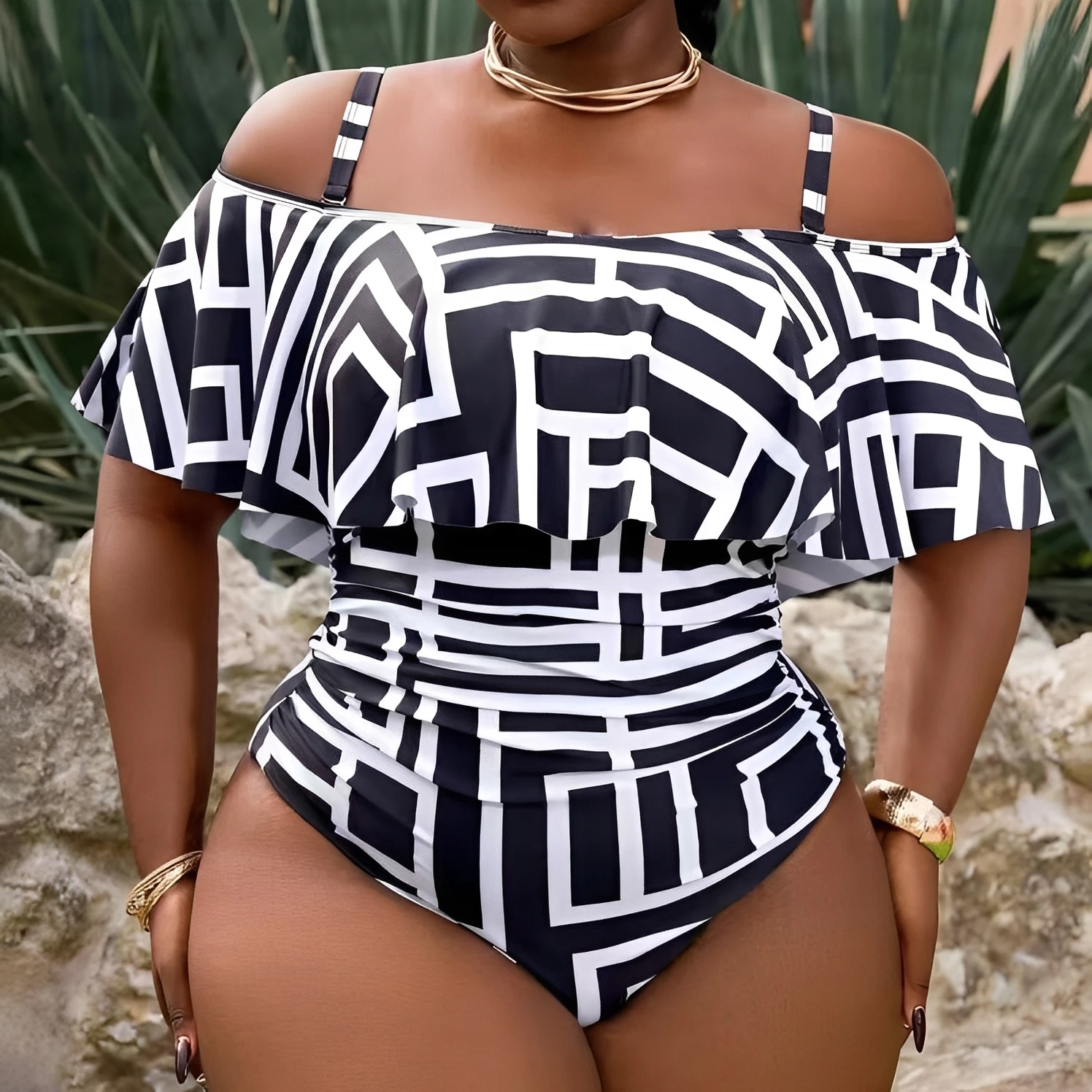 Plus Size Ruffle Swimsuit 1