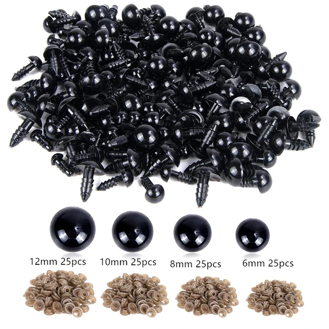 100 Pieces 6mm / 8mm Safety Eyes Eyes Doll Doll , Brown, 12mm 