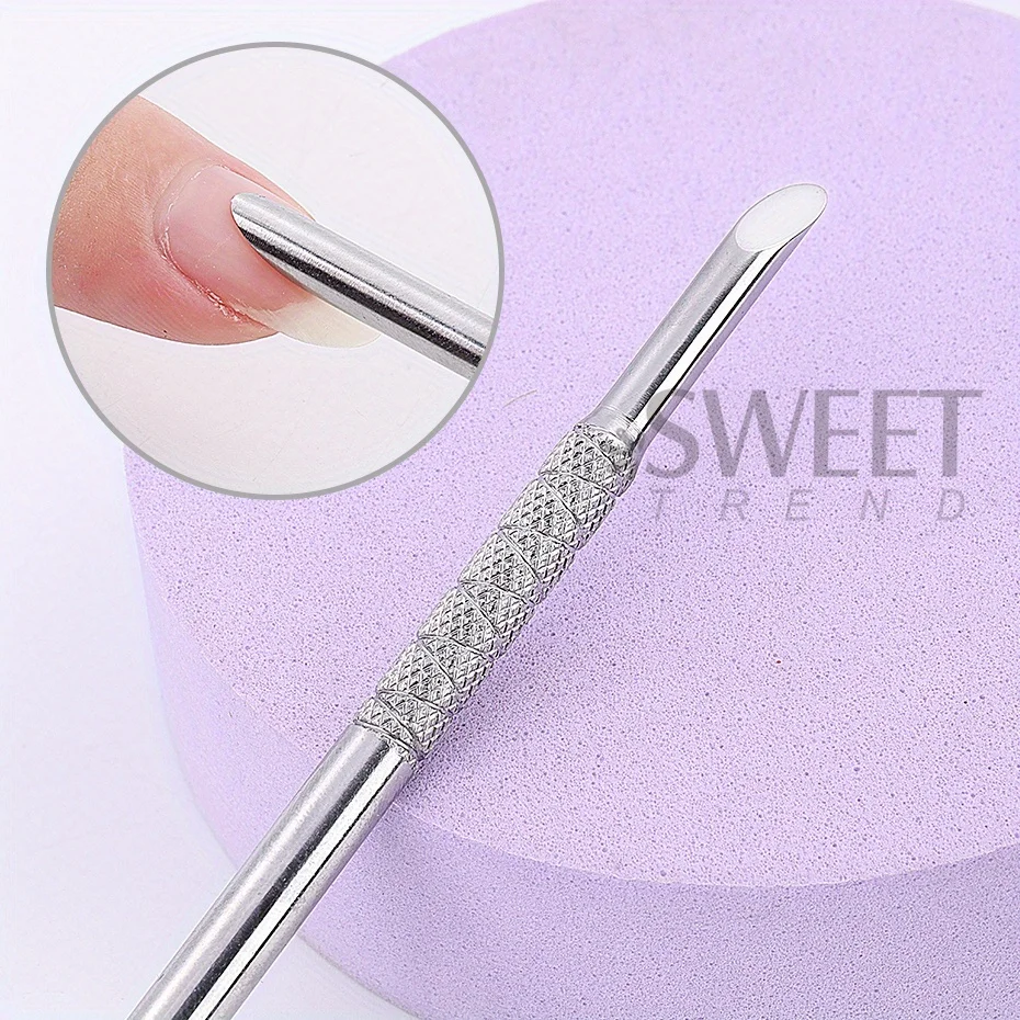 Stainless Steel Double-Headed Nail Pusher Cuticle Remover Exfoliation Prep Tool Clean Dead Skin Circle Bevel Shovel Manicure Pen