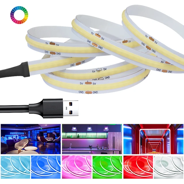 1M-5M 5V LED Strip Lights Cool Warm White Camping USB Powered Cable Light 