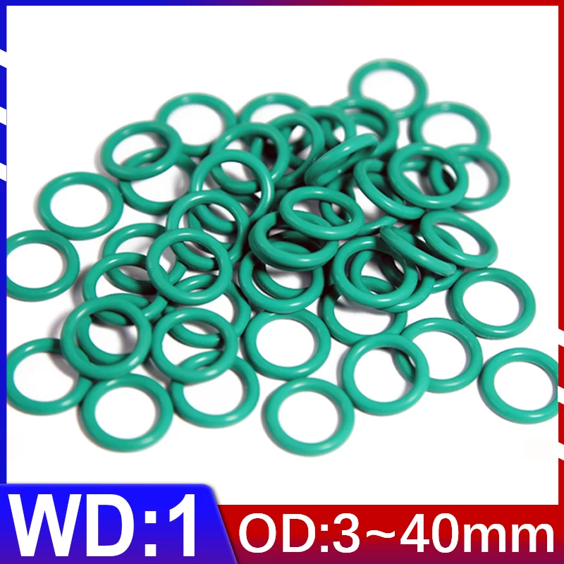 Fluororubber O-Ring Rubber FKM Sealing CS Wire Diameter 1mm OD3mm-40mm O Ring Seal Gasket Ring 10Pcs