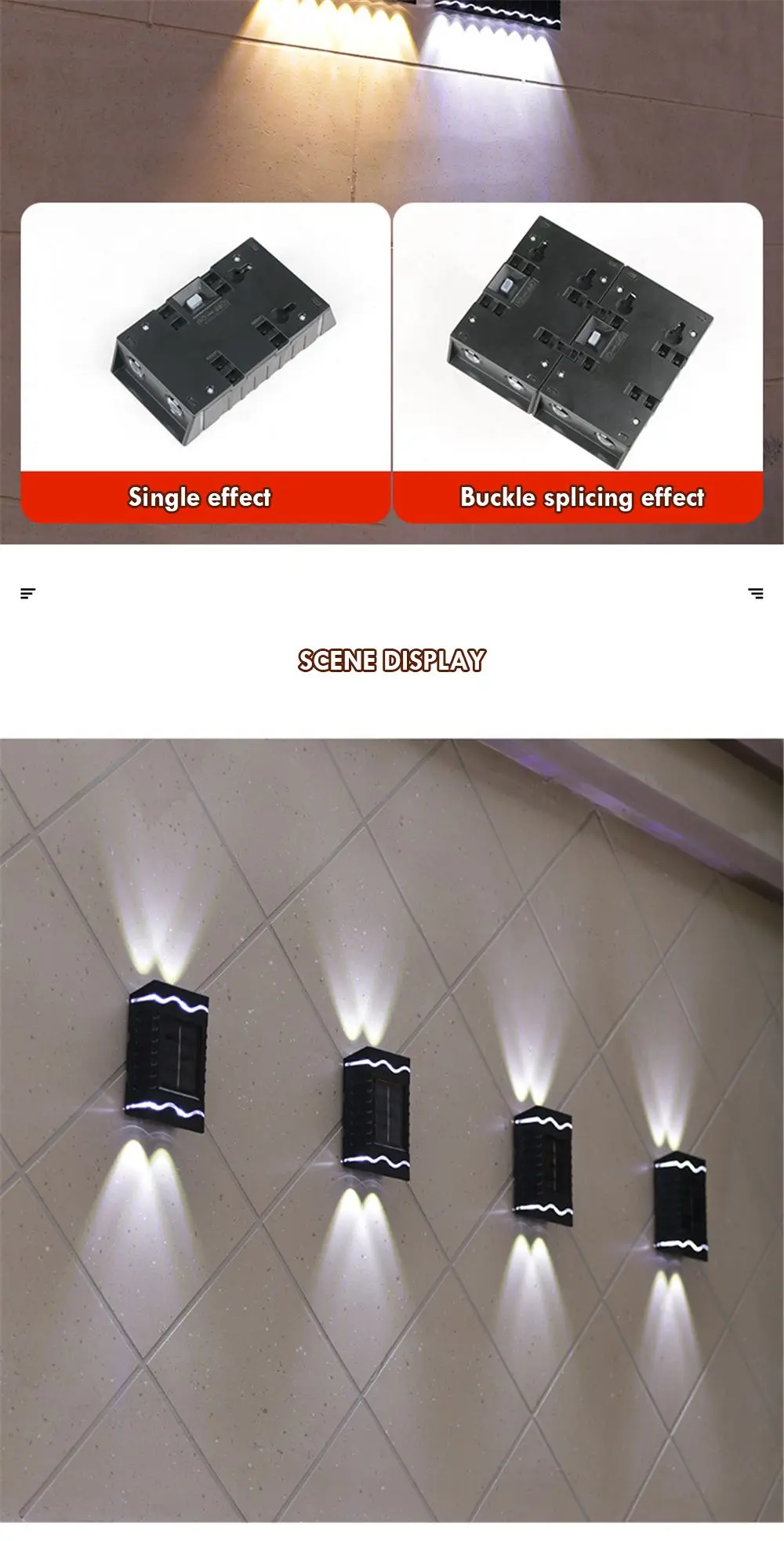 solarne zidne lampe montirane na fasadi kuće noću
