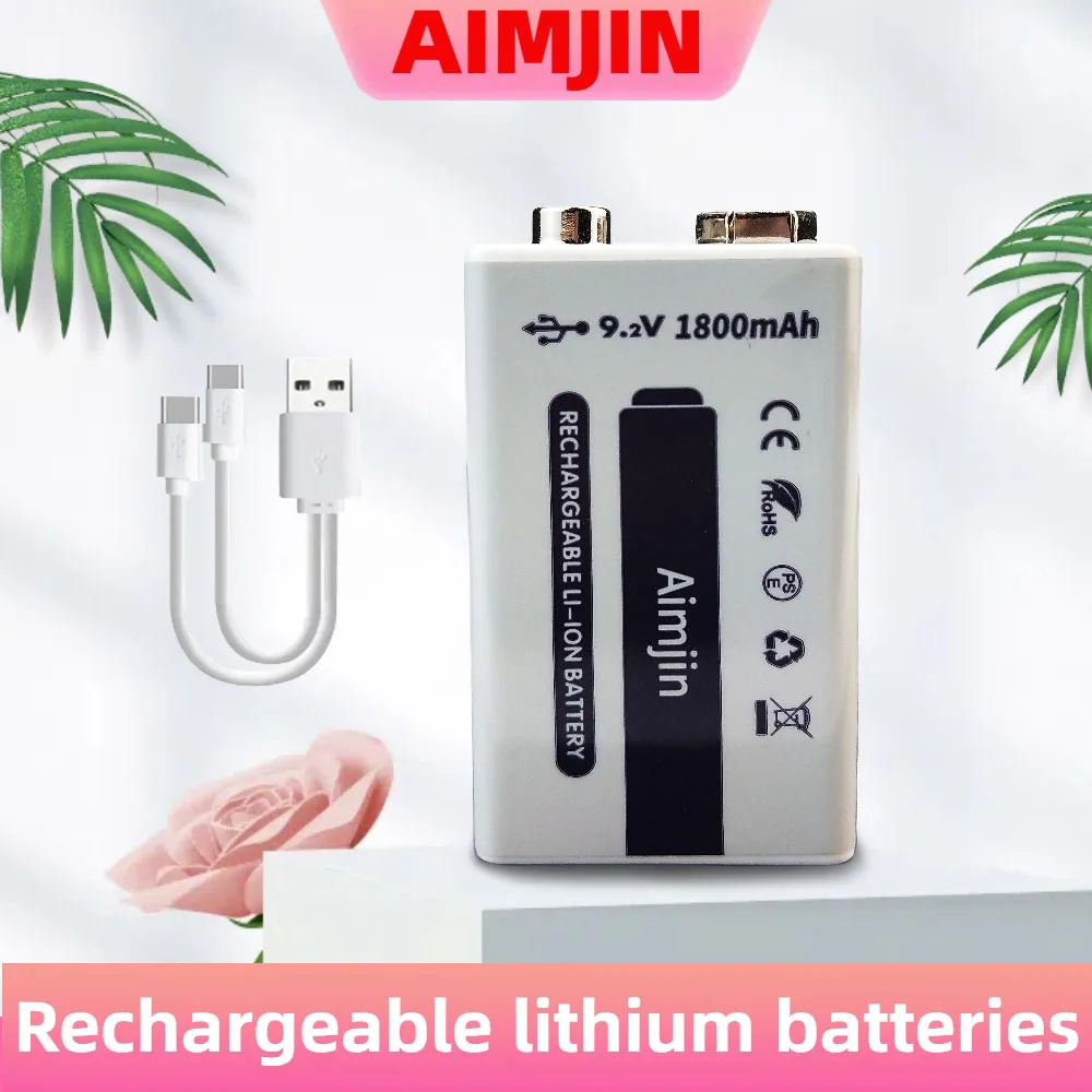

9V Utility Model Rechargeable Battery 1800mAh Micro USB Lithium Batteries， for Multimeter Microphone Toy Remote Control KTV
