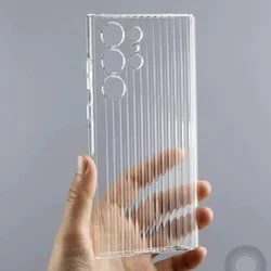 Ultra Thin Clear Corrugated Stripes Pattern Phone Case - Slim & Shockproof Design - Samsung Galaxy S23 Ultra (HD Clear)