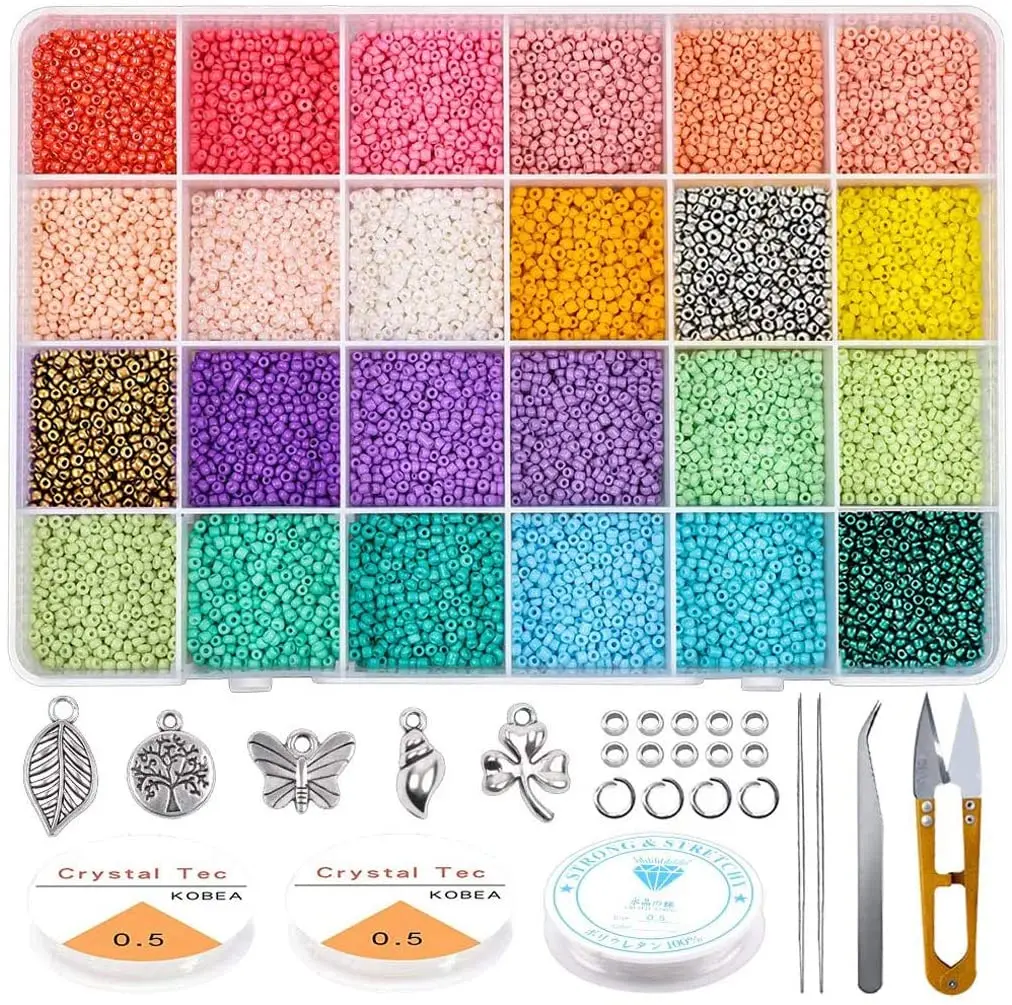 Box Pure Rice Beads Set Glass Seed Beads Kit DIY Bracelet - Technical View