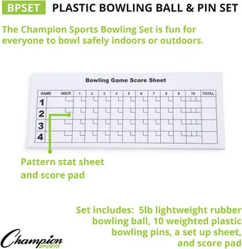 Sports Bowling Set: Rubber Ball & Plastic Pins for Training, Model:BPSET 3