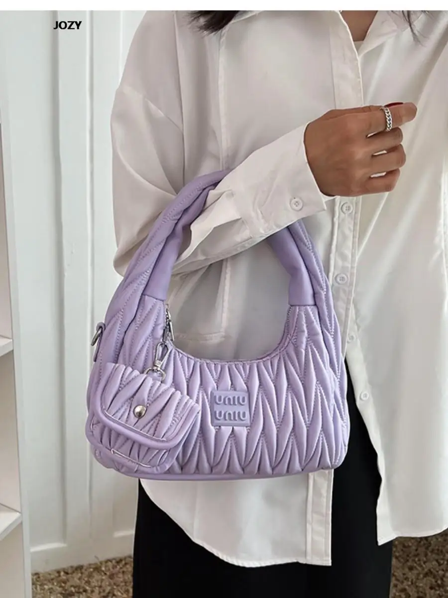 Pleated Ladies Shoulder Bag Armpit Purses 2023 New Women Luxury