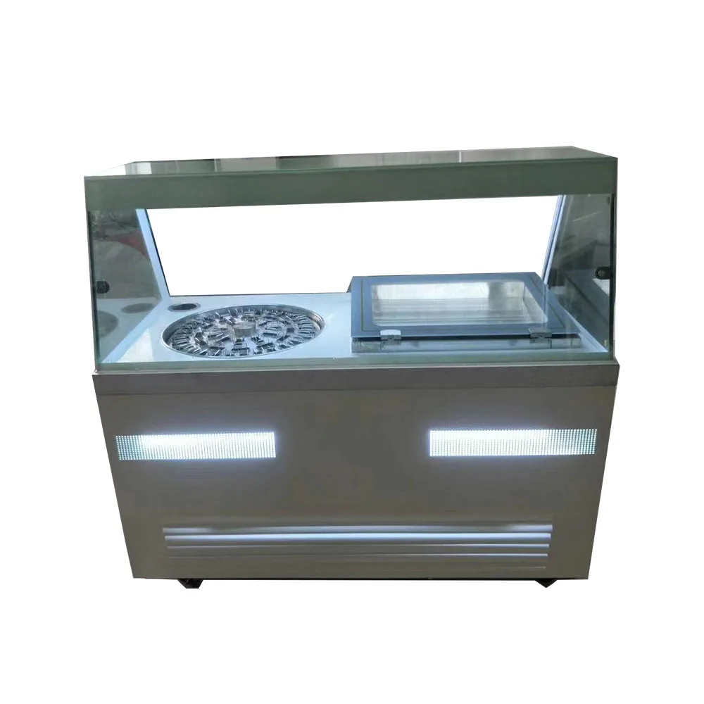 Hot Sale Commercial Gelato Ice Cream Ice Lolly Popsicle Making With Display Freezer Cabinet Showcase Machine