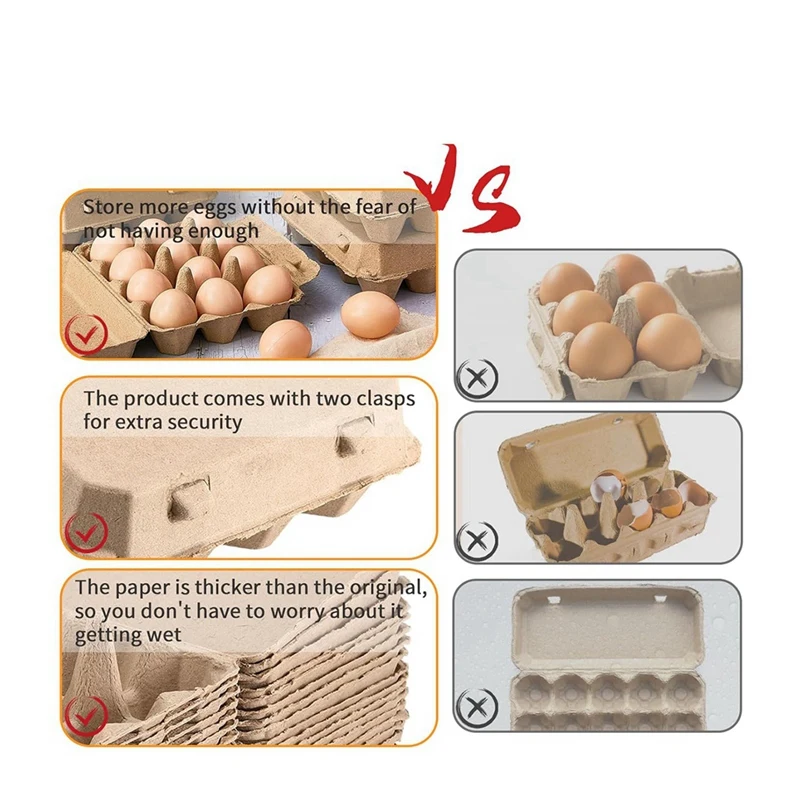 20 Pack Egg Cartons, Paper Pulp Square Egg Cartons Eggs, Egg Cartons Container Empty Egg Tray Pulp Egg Holder 3