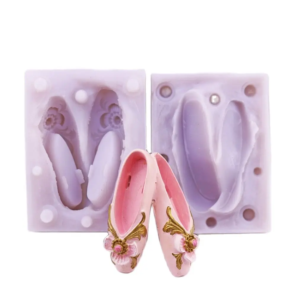 3D Ballet Shoes Silicone Fondant Mold Flower Shoes Cake Chocolate Bake Topper Decor Mould