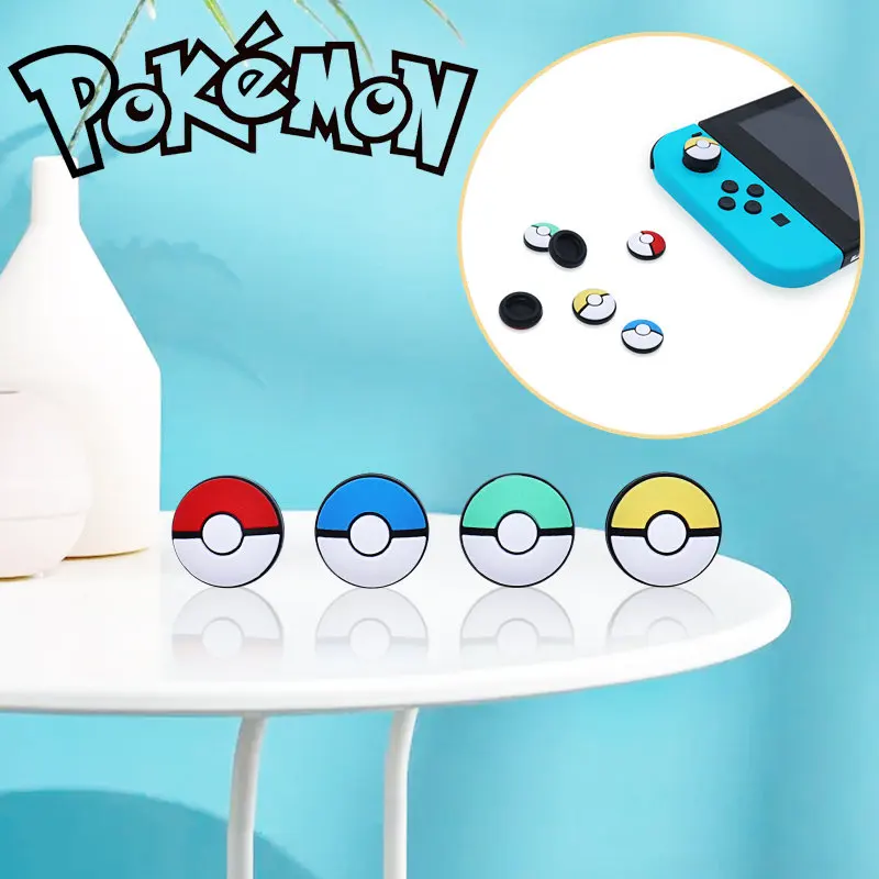 4 Pezzi Pokemon Silicone Thumb Stick Grip Caps Compatibili Con Nintendo Switch/Switch Lite/Switch Oled Joystick Cover Protettiva