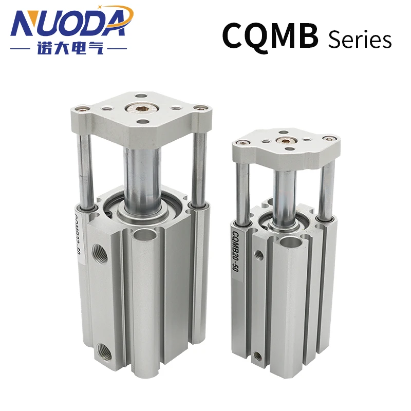 กระบอกลมแบบบางไร้แม่เหล็ก ซีรีส์ CQMB ของ SMC กระบอกลมนิวเมติกแบบกระบอกคู่ พร้อมก้านนำทิศทาง รุ่น CQMB12-5 CQMB16-10 CQMB20-15 1