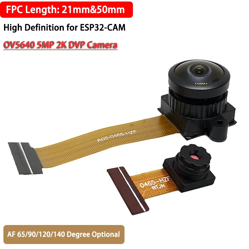 

OV5640 5MP 2K DVP Camera Module AF 65 Degree High Definition for ESP32-CAM FF 65/70/90/120-Degree FPC 24PIN 21MM 50MM Length