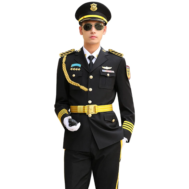 

Stage Performance Vintage Blazer Suit Captain Officer Sailor Costume Mens Security Uniform Set Business Casual Outdoor Overalls