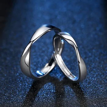 Anelli Intrecciati di Lusso in Argento Sterling 925 per Uomo e Donna, Affascinanti Gioielli per Coppie, Regali per Matrimoni e Feste