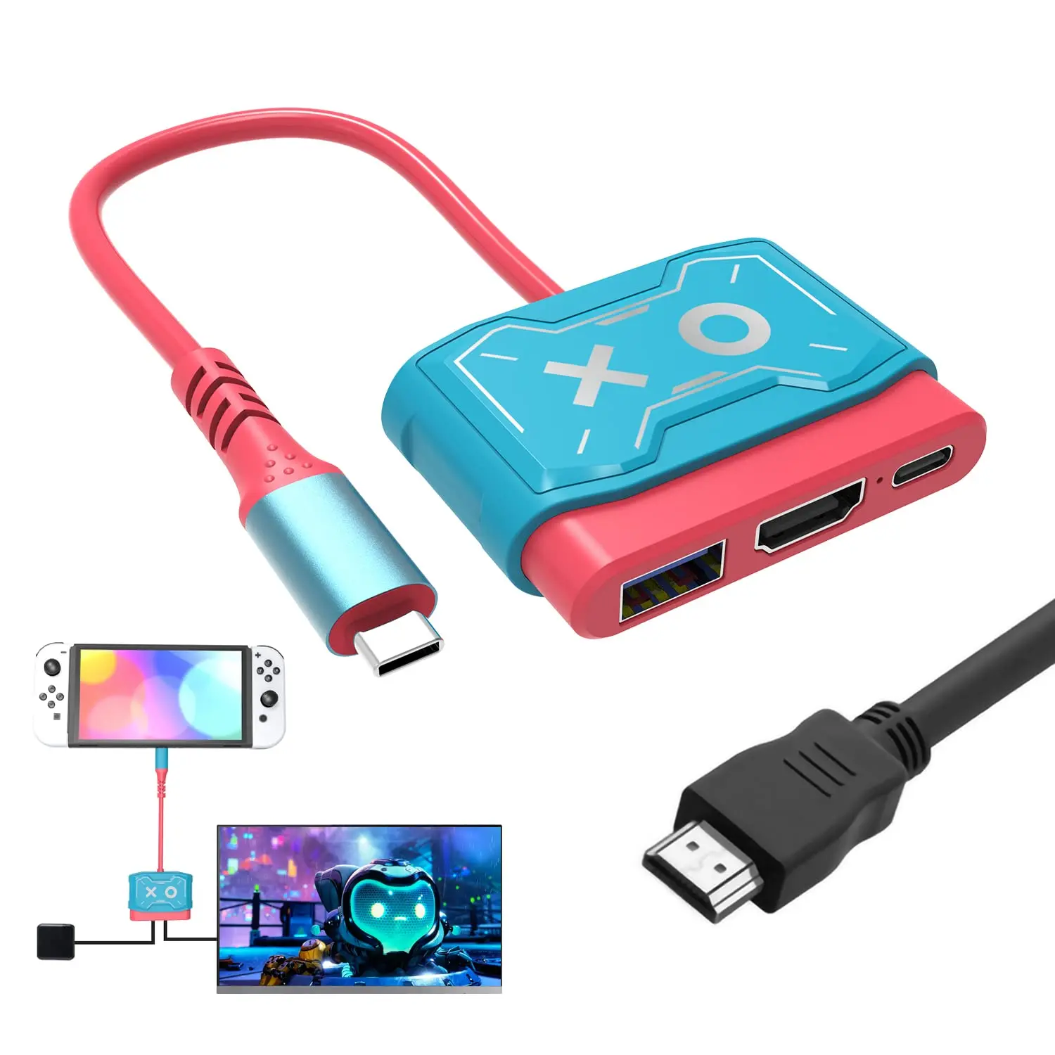 Switch Dock Per Interruttore E Interruttore Oled, Sostituzione Del Dock Dell'Interruttore Portatile Per Dock Switch, Adattatore Tv Hdmi, Dock Di Viagg
