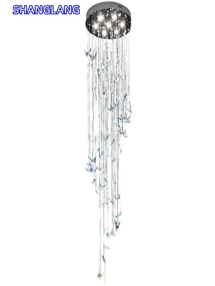 Minimalism Villa Crystals Pendant Light Indoor Lighting Pendant Lamps Suspended Ceiling Lamps Loft Butterfly Hanging Chandeliers 5
