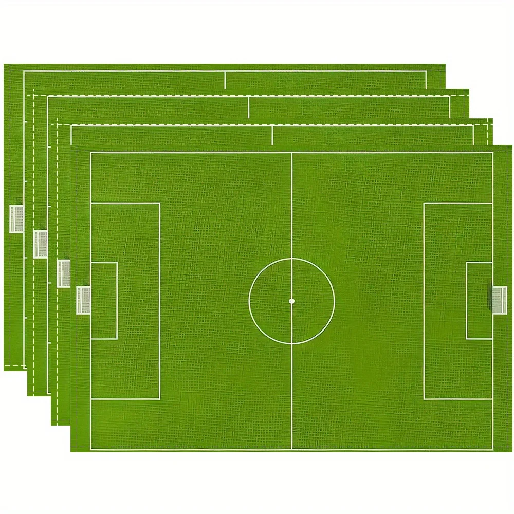 Kitchen Cloth Art Placemats, Soccer Field Place Mats - Perfect for Sports Fans and Home Decor, Ideal for Dining Table, Picnic - 5