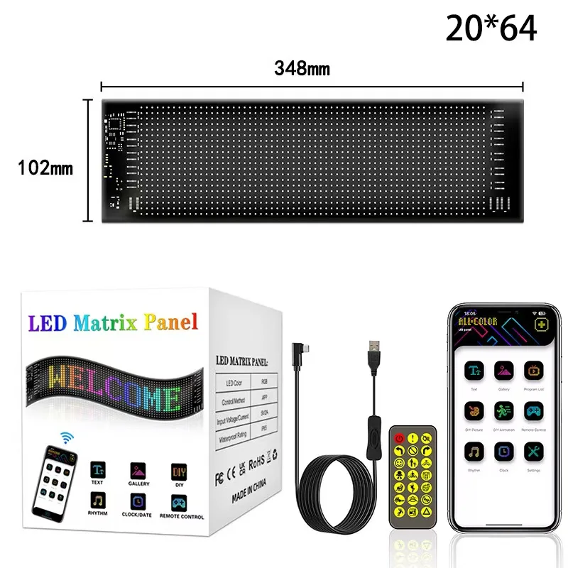 20x64LED 10.2x34.8cm