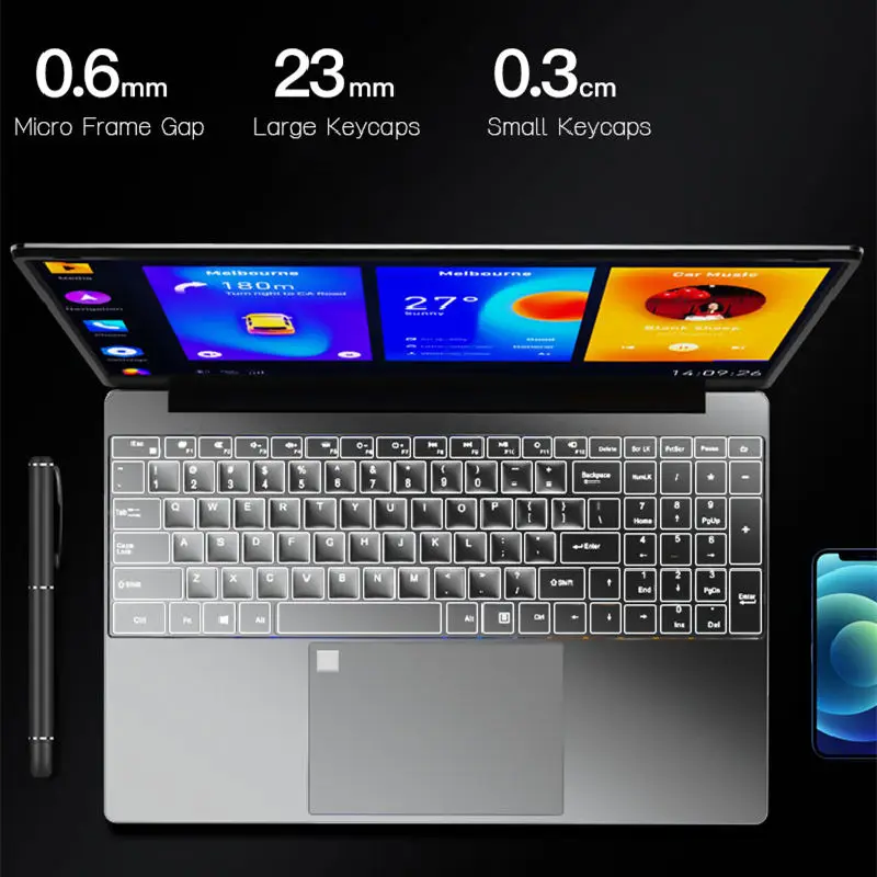 CRELANDER Laptop 15.6 Inch 16G RAM Intel N5095 Windows 11 Ultrathin Laptop Backlit Keyboard Fingerprint Unlock Notebook Computer 3