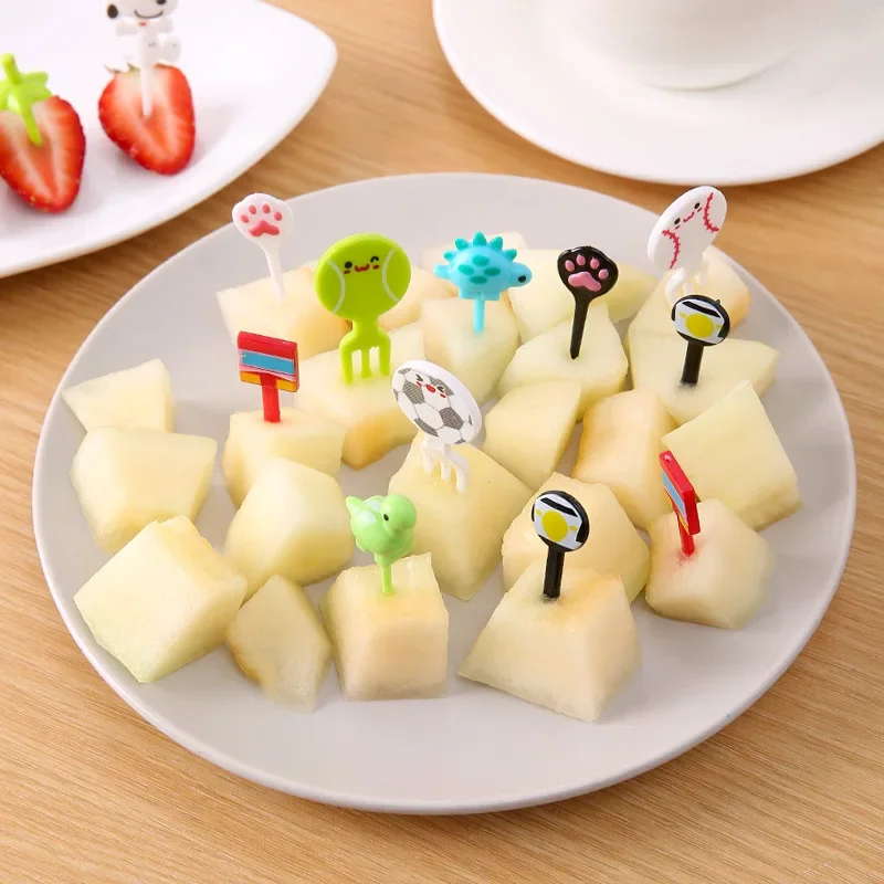 Fruit Fork 8pcs Football Fruit Fork Children's Fruit Fork Children's Lunch Box Accessories Cake Decoration Plug-in Bento Accessories