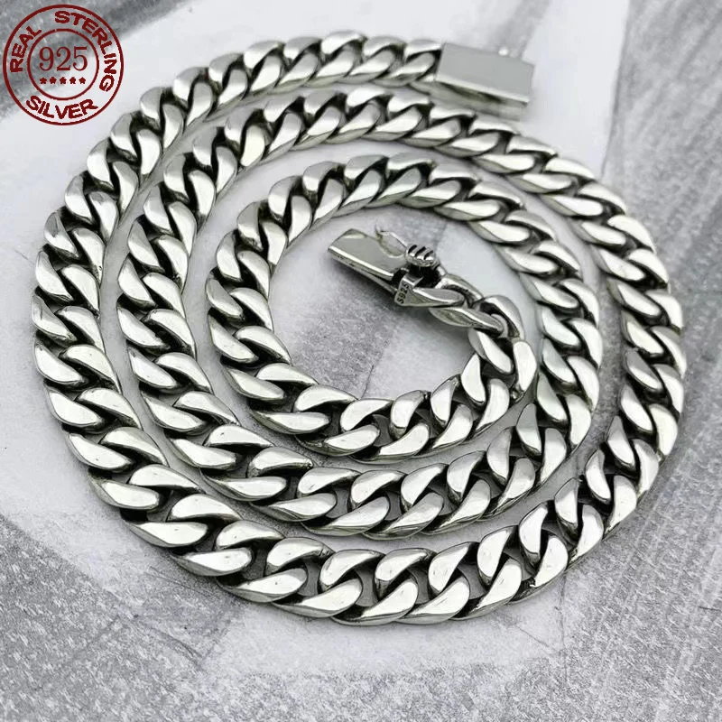 100% S925 Sterling Silver Necklace 7/810MM Punk 925 Silver Chains Original Certified Silver Jewelry Gifts Factory Price 1
