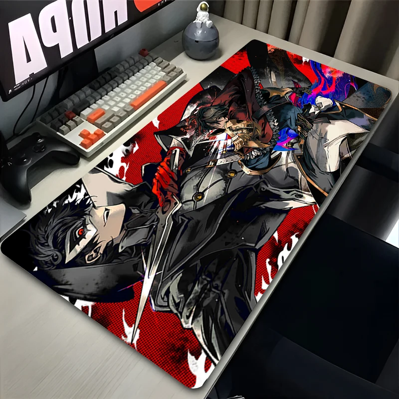 Large Cool Manga Gaming Mouse Pad Lapop Accessories P-persona 5 Mousepad PC Anime Amamiya Ren Desk Mat XXL Non Slip Keyboard Rug 4