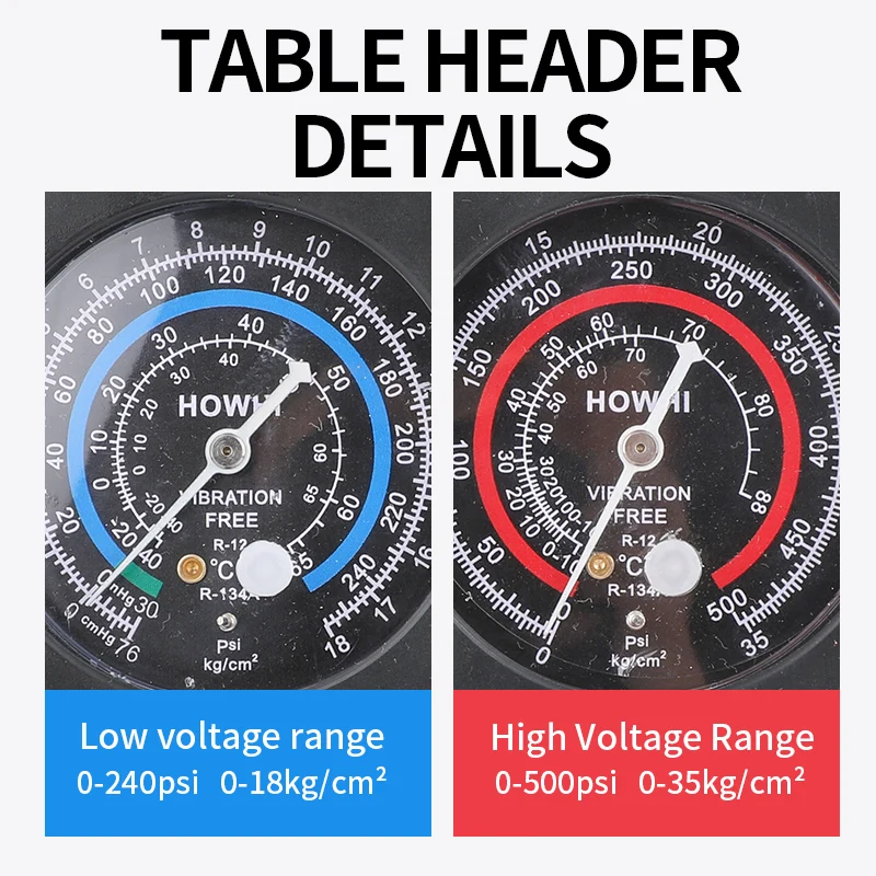 R134a Refrigerant Car Fluorination Gauge Freon Pressure Gauge Refrigerant Dual Gauge Valve Airconditioner Fluorination Tool Set