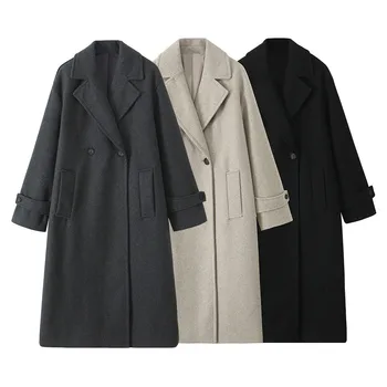 Cappotto a maniche lunghe con colletto allentato di lusso tricolore alla moda in stile di abbigliamento da donna nuovo autunno 2024 1