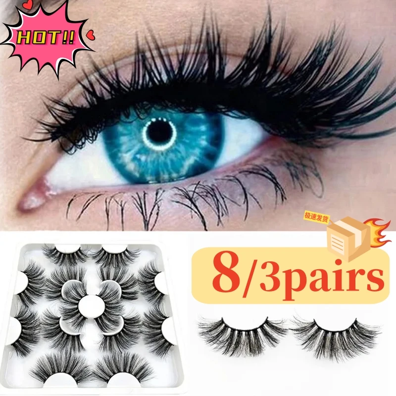 

3/8Pairs 8D Fake Lashes Mink Lashes Extension Natural 3D False Eyelashes Makeup Kit Mink Eyelashes Maquiagem Korean Cosmetics