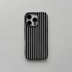 Elegant Black & White Zebra Stripes Phone Case with Water Ripple Design - iPhone 12 Mini (A01)