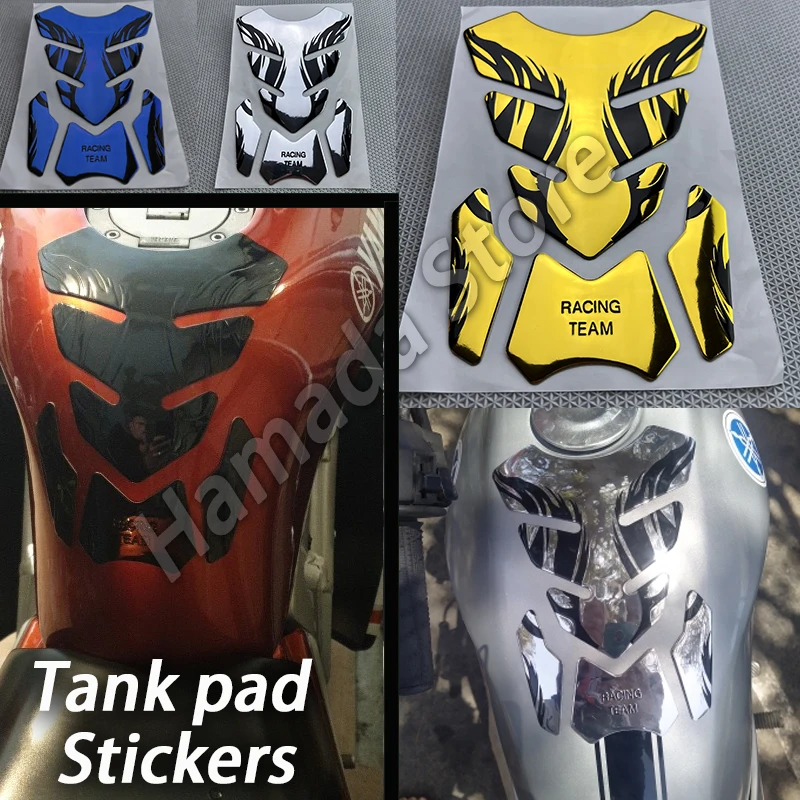 Tankpad Sticker Fishbone 3D Tank pad Stickers Oil Gas Protector Cover Decoration Flame Motorcycle Accessories For Honda Yamaha