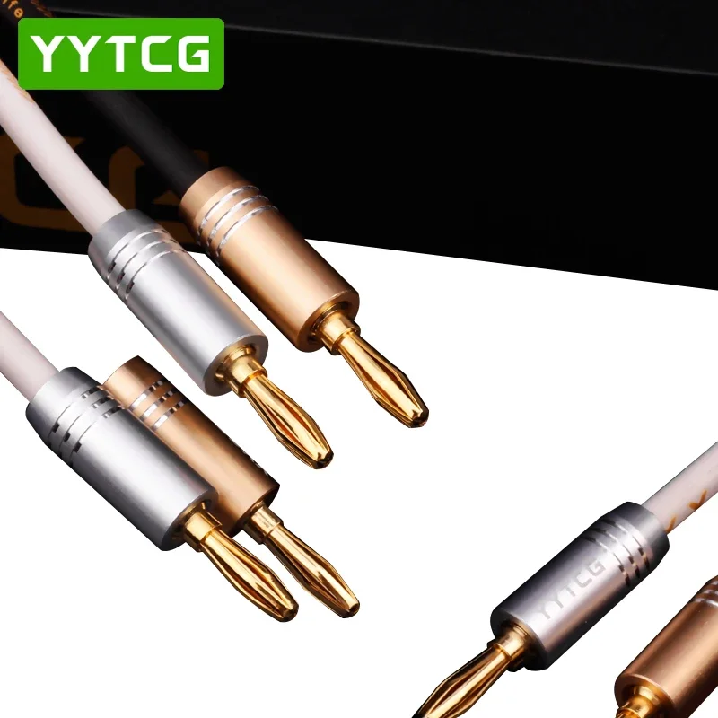 Фото YYTCG Hifi динамик кабель OCC Чистая медь 6n Occ аудио динамик провод с позолоченным банановым штекером №4