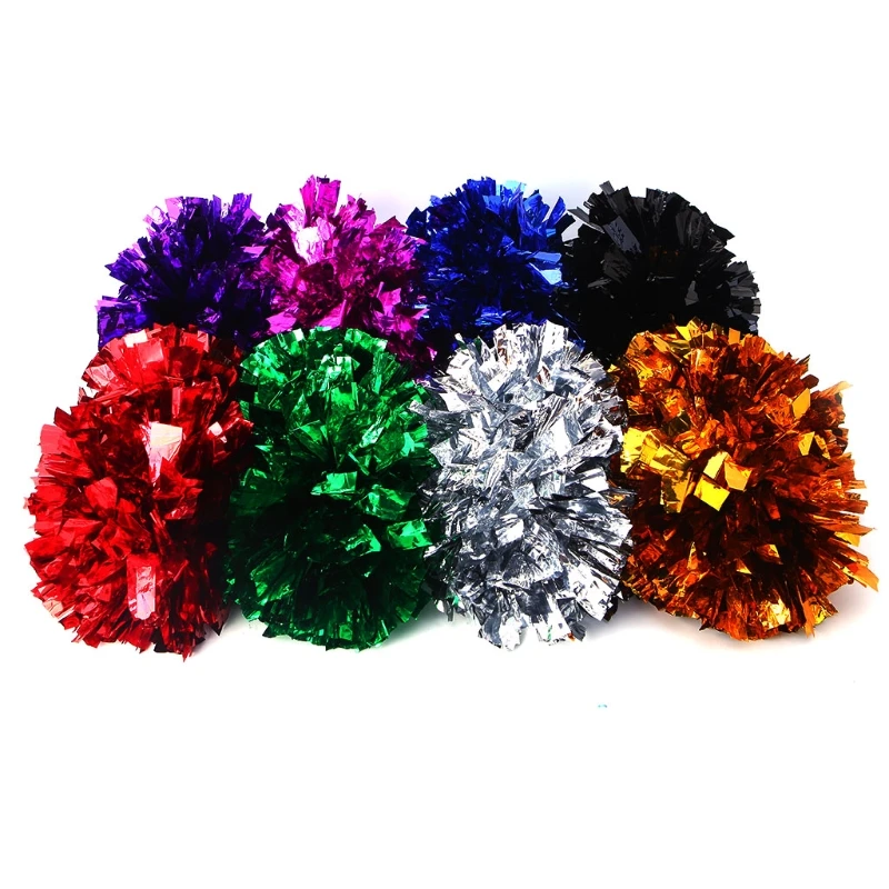 Team Spirit Sports Party Dance Cheering Cheerleader Pompoms Handheld Cheerleader Pompoms with Finger Rings for Kid Adult key rings small keychain pendant hot drill keychains for bag sports pendants party favors alloy