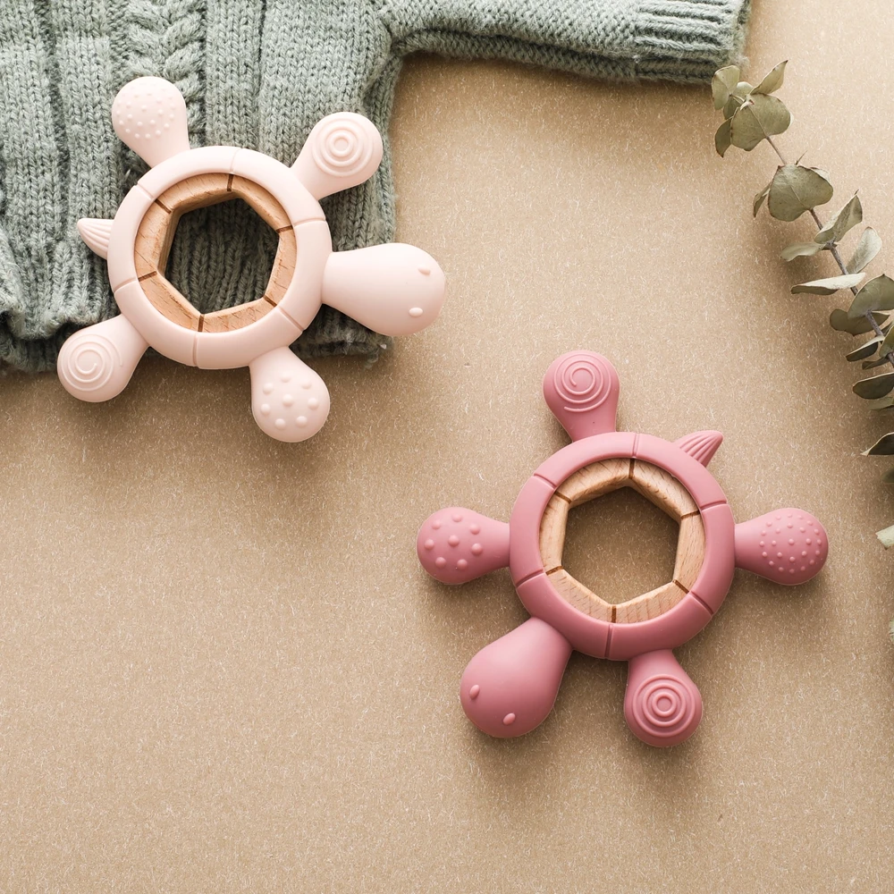 Babyspielzeug Silikon Baby Beißring Schildkrötenring Spielzeug 0-12 Monate Zubehör Silikon Babyprodukte Beißring Kein BPA Neuartiger Beißring – Detail 14