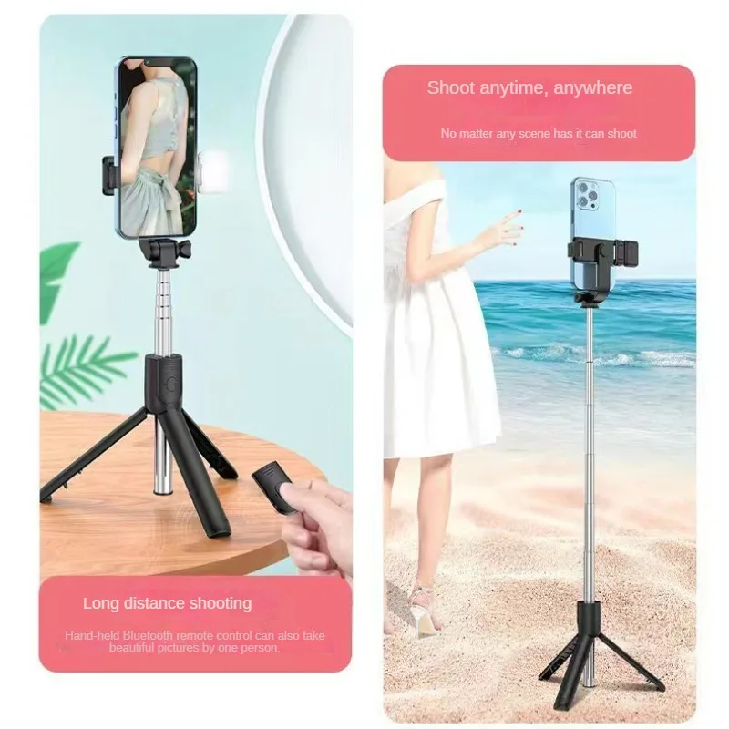 Bluetooth Wireless Selfie Stick Mini Tripod Extendable Remote Shutter Led Light For Smartphones Balance Steady Shooting Live