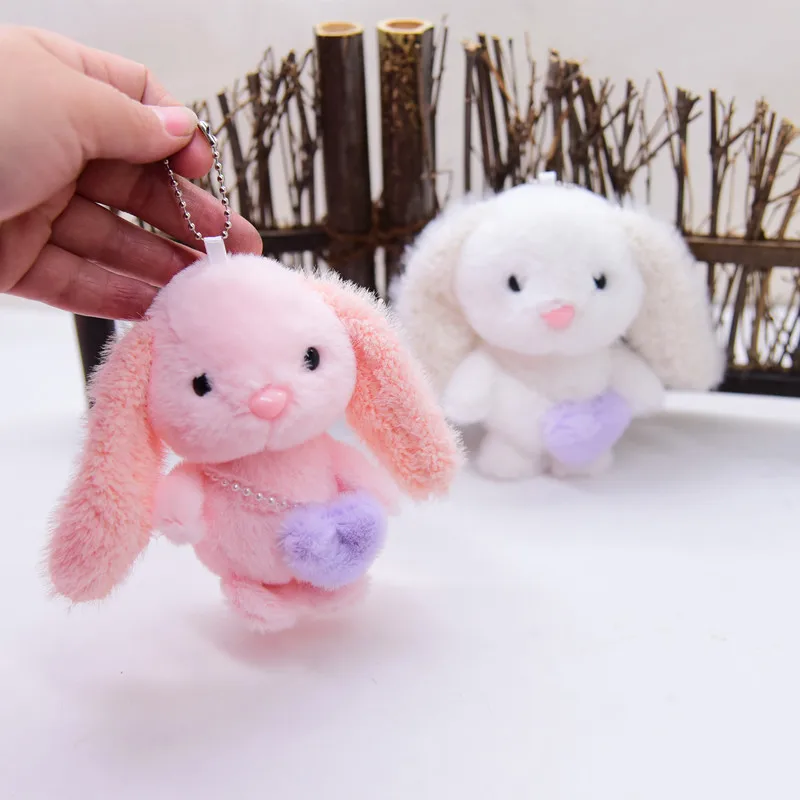

fashione long ear rabbit pendant keychain soft bunny with love bag lifelike decorate christmas birthday couple sweet gift