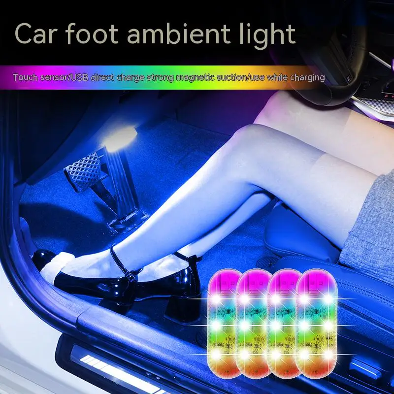 

Voice control Car Interior LED Atmosphere Sensor Light USB Rechargeable Auto Wireless Touch Switch Ambient Lamp Night wireless