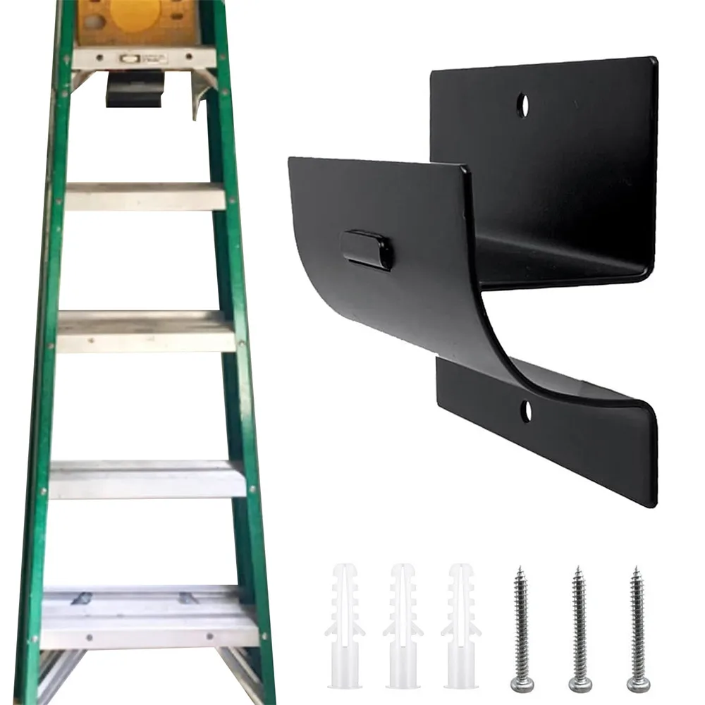 

Heavy Duty Metal Hook Wall Mount Ladders Hanger Hooks Anti-slip for Ladders Garden Tool Black