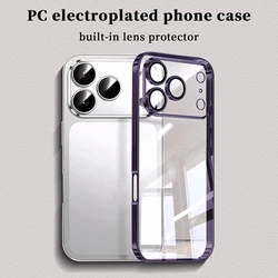 Luxury Plating Transparent Phone Case with Lens Protection and Shockproof Clear Bumper - iPhone 15 (Purple)