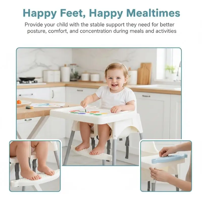 Poggiapiedi Regolabile per Seggiolone, Supporto Antiscivolo per Bambini e Neonati, Aggiunge Comfort alle Sedie per l'Alimentazione a Casa - immagine 4